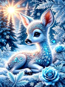 HUACAN Diamond Art Painting Deer Winter Animal Room Wall Decor Mosaic Rose Floral Tree Snow 5d Diy Full Drill Handmade