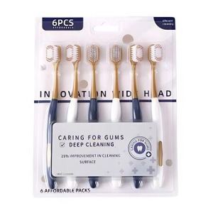 6Pcs Ultra-fine soft toothbrushes for healthy teeth cleaning and gum protection bristles Family Pack Wide-Headed For adult couple suit