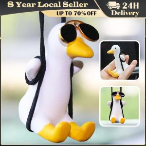 ❤️【Same Day Delivery】 【6.5cm】Cute Anime Car Interior Decoration Gypsum Swing Duck Auto Rearview Mirror Pendant for Kawai Car Decoration Accessories 306A-LZC-Car-Duck-Pendant