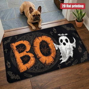 VIKAMA Halloween BOO Ghost 2D Flat Print Doormat Spooky Non Slip Entryway Floor Mat Holiday Home Decor Rug