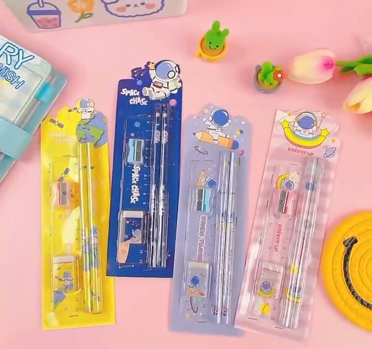 PINK 5in1/8in1 Childrens Pencils Stationary Set School Supplies Stationary Set For Kids Gift Box Stationery Box For Girls Pink Wrapping Paper - Lazada