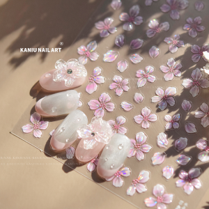 Kaniu 1/3Pcs Shell-Inspired Floral Nail Art Ice Flower Stickers Ethereal Aurora Fantasy Glamorous Luxury Floral Accessories