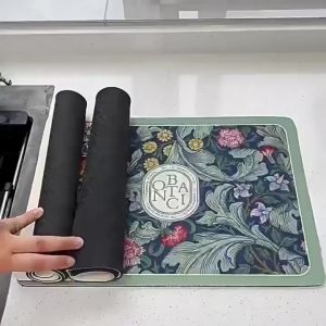 Alas Tatakan Pengering Piring Serap Air Tahan Panas Anti Slip/  Drain Pad Dapur Bahan Diatomite