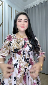 Semok Pita Ciraka – Dress Wanita Katun Rayon Lengan 7/8 Detail Pita & Rempel