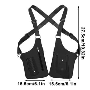 PU Leather Strap Holster Vest Bag Adjustable Double Shoulder Armpit Bag Hidden Anti-Theft Phone Pocket Chest Bag