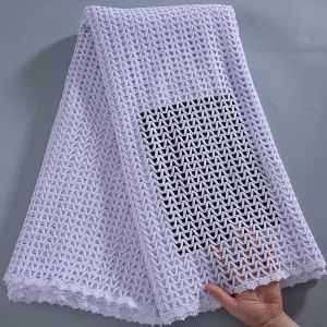 Luxury Pure White Guipure Cord Lace Fabric - 2025 Embroidered Water Soluble & Holes For Bridal Dresses Curtains & Crafts