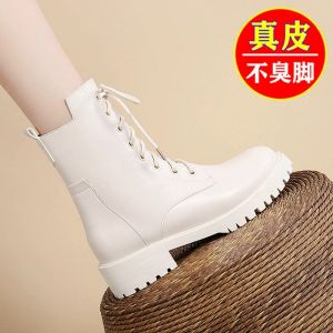 Womens Martin Boots Fall Winter Fashionable All-Match Thick Heel Anti-Slip Fleece Lined Flat Bottom Boots Side Zip Closure