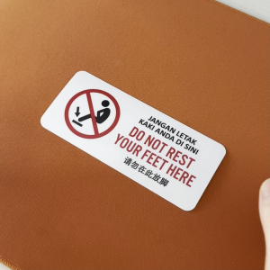 Do Not Rest Feet Here. Jangan Letak Kaki Anda Di Sini. 请勿在此放脚. Sticker Sign Signage Notice Label. No Resting Foot Leg.