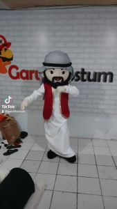 Kostum maskot badut arab arabian putih setelan fashion karnaval