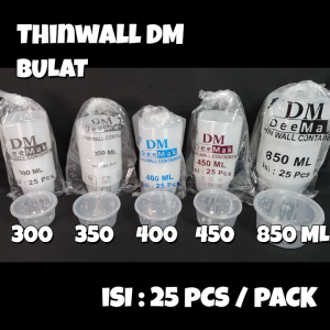 Thinwall Bulat DM 350 ml Isi 25 Pcs / Anti Pecah / Thinwall DeeMak / Round