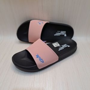 Sandal slop cewek wildnext peach pink soft terbaru full embos dan free godiebag