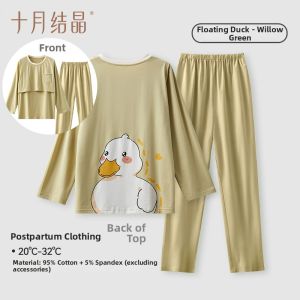 SHI YUE JIE JING | Breathable Nursing Nightwear Set for Maternity
