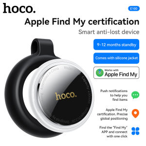 【ใหม่】 HOCO E100 อัจฉริยะ Apple ตำแหน่งป้องกันอุปกรณ์สูญเสีย การตั้งตำแหน่งที่แม่นยำระยะไกลคลิกเดียวโทรหาตัวติดตามตำแหน่ง GPS สูญเสียเตือนสัตว์และรถติดตั้