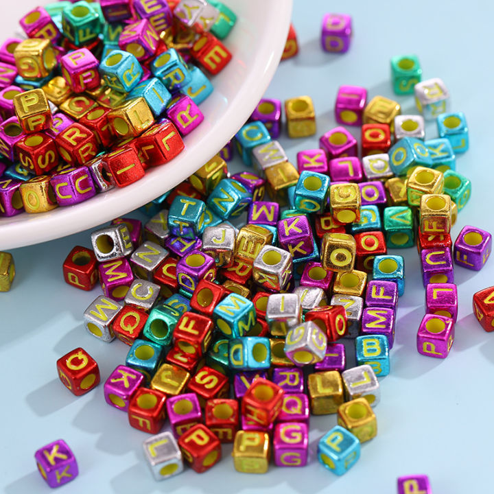 100Pcs Acrylic Letter/Letter Cube Beads For Children's Jewelry Making ...