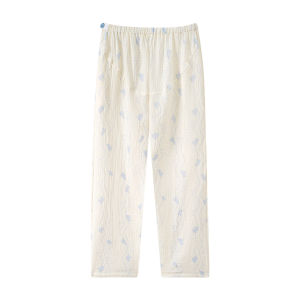 MiiOW | กางเกงนอนผ้าฝ้ายแท้สำหรับคุณแม่ตั้งครรภ์ กางเกงขาสั้นผ้าผูกเชือกสำหรับใส่ในบ้าน กางเกงขายาวบางๆ สำหรับฤดูร้อน กางเกงขายาวสำหรับใส่หลังคลอด