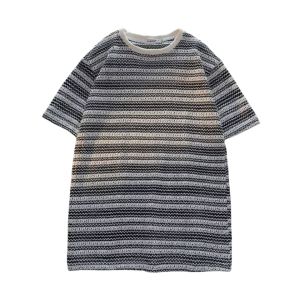 Summer Casual Stripe Knitwear Short Sleeve round Neck Mens Top Fashion Urban Style Breathable Hollow out Design Youth Fashion