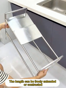 NINI Under Sink Storage Rack | Stainless Steel Extendable Organizer | Multi-scenario Flexible Storage Shelf | Space-saving Layered Shelf