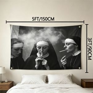 VIKAMA Nghệ Thuật Cổ Điển Chân Dung Tấm Thảm Vintage Meme Thẩm Mỹ Trang Trí Treo Tường Sợi Polyester Chống Thấm Nước Cho Phòng Ngủ Ký Túc Xá Đại Học Phòng Khách