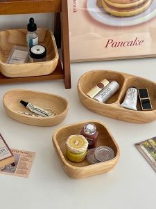 Ins Style Wooden Desktop Organizer Box Hall Key Miscellaneous Jewelry Sorting Tray Japanese Style Solid Wood Storage Tray