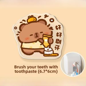 Acrylic Wall-Mounted Toothbrush Holder Bathroom Organizer No-Drilling Toothpaste Clip Storage Rack for Personal Hygiene