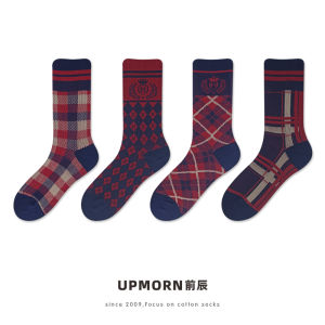 UPMORN | Vintage Plaid Cotton Ankle Socks for Winter