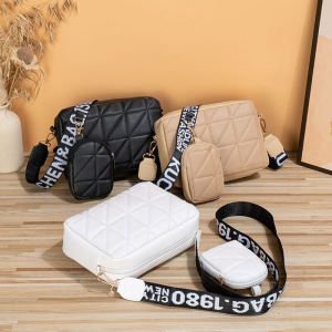 Ladies Casual Embroidered Triangle Shoulder Bag Small Square Camera Bag Mother-Child Style Fashionable Daily Accessory