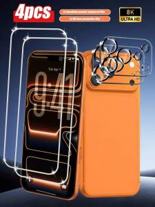 4-In-1 Set: 2Pcs High-Definition Tempered Glass Screen Protector+2Pcs Silk-Printed Lens Protector Compatible With IPhone17Series