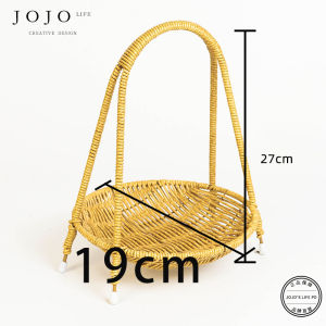 Jojos L. PD Leann Imitation Wicker Storage Basket Fruit Bread Tray French Picnic Basket Home Organization Utility Basket