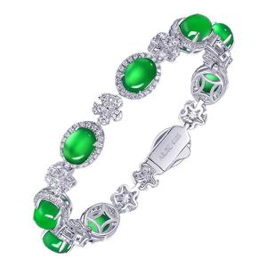 AILEQ | Elegant Chinese-Style Green Jade Silver Bracelet