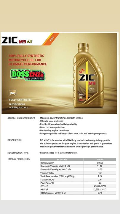 ZIC M9 (10w-40) 1LITER | Lazada PH