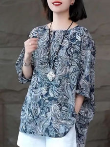 DAIXIANGFEIZI | Floral Chiffon Blouse 3/4 Sleeve