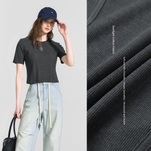 BEIQIANI | Color Contrast Embroidery Slender Fit Short Sleeve Ladies T-shirt