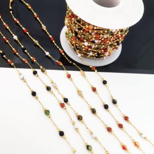 DIY Handmade Natural Stone Crystal Copper Bead Chain Jewelry Accessories Loose Chain  out water Pearl Zirconia