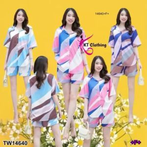 CC 14640 ชุดเซท ชุดทํางาน ชุดเที่ยวทะเล ใส่ทํางาน ใส่เที่ยวได้ (ฟรีไซส์ M+ อก 36-46 เอว26-34 สพ42-44)