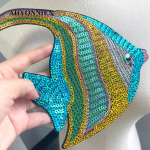 1 Miếng Vá Đính Sequin Bóng 22x15 Cm Hình Cá Dùng Lào Ủi Lên Quần Áo Trang Trí DIY Phụ Kiện Thời Trang Cho Nữ Và Bé Gái