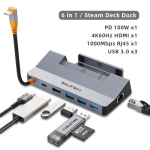 Cabletimes | CABLETIME 6 IN 1 USB C Steam Dock 4K 60Hz HD Display PD100W 5Gbps High Speed Data Transmission Folding Design for Steam Dock
