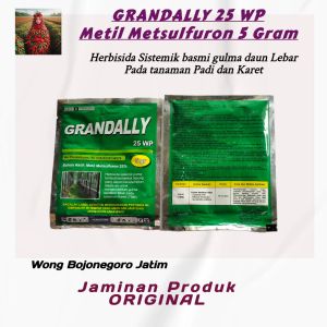 4 pack GRANDALLY 25 WP kemasan 5 gram Metil Metsulfuron Ahlinya atasi Gulma Daun Lebar dan Teki pada tanaman.