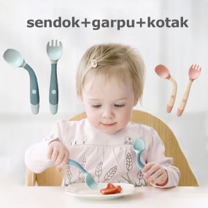 DreamBaby Sendok bayi silikon 1 set/sendok silikon bayi garpu dan sendok makan bayi free kotak/BPA FREE