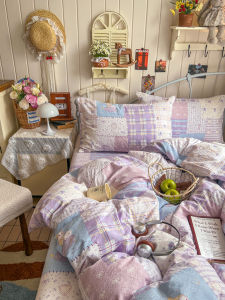 Cute INS Style Purple Bed Set Student Dormitory 0.9m