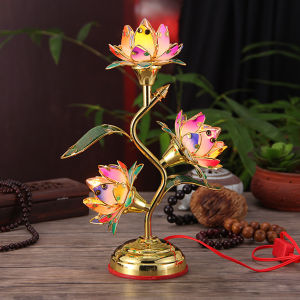 Lotus-Lamp Plug In Electric Lotus-Lantern Long-Lasting Led: Energy-Efficient Table Decorative Lamp Vibrant Multi-Color-Lotus