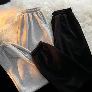 กางเกงวอร์มทรงหลวมสไตล์ฮาราจูกุสำหรับผู้ชาย สีพื้น กางเกงขายาวลำลอง ทรงหลวม สไตล์ฮิปฮอป สตรีท สไตล์บีเอฟ กางเกงขายาวทรงฮาราจูกุสำหรับนักเรียน