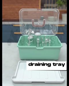PANDA HOUSE Baby Portable Milk Bottle & Cup Storage Box With Lid Dust-proof Drying Rack Non-toxin Barang Baby