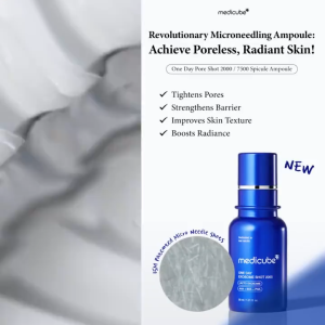 Medicube One Day Shot 7500 Ampoule Blue Microneedling AHA+BHA+PHA Pore Tightening Serum 30ml
