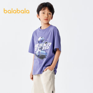 Balabala trẻ em áo Thun Cơ Bản trẻ em tay ngắn t Áo sơ mi bé trai kích thước trung bình trẻ em in ĐẦM MÙA HÈ áo đơn giản vải cotton