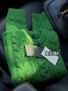 Áo Len Dệt Kim Dày Màu Xanh Lam Cho Nữ Mùa Đông Cổ Tròn Dài Tay Áo Lót Bên Trong Thoải Mái Phong Cách Đường Phố