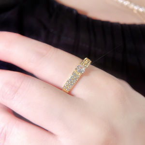 SEQUITO High Quality Women Finger Jewelry Pave Setting Artificial Zirconia Adjustable Golden Plated Ring Anniversary Gift SR161