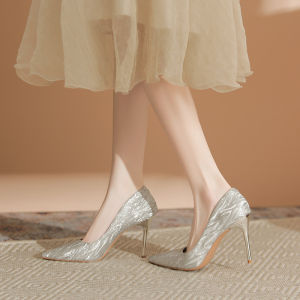 IELGY Main Wedding Dress Bridal Shoes Wedding Shoes Womens 2025 New French Niche High Heels Stiletto Pointed Toe