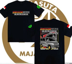KAOS TSHIRT DRIVER MUDA SEJUTA CERITA GRAN MAX-DTF MIX HITAM Tshirt Kaos Hitam Pria wanita lengan pensek Adem nyaman