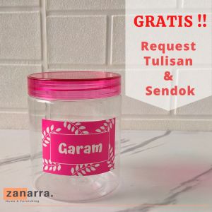Toples Gula Kopi 650 1000 1300 ml warna Tutup Bening pink Tempat Susu Tempat Bumbu Toples Spagety Minimails Wadah Bumbu Dapur Zanarra Toples bumbu ada tulisannya free label toples plastik toples set unit ada nama tepung terigu