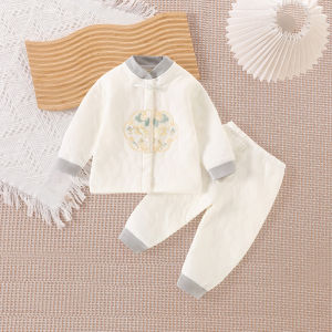 Baby Clothes Autumn Winter Thin Cotton Warm Set Newborn Baby Winter Two-Piece Suit without Seam Windproof Home Cotton Underwear